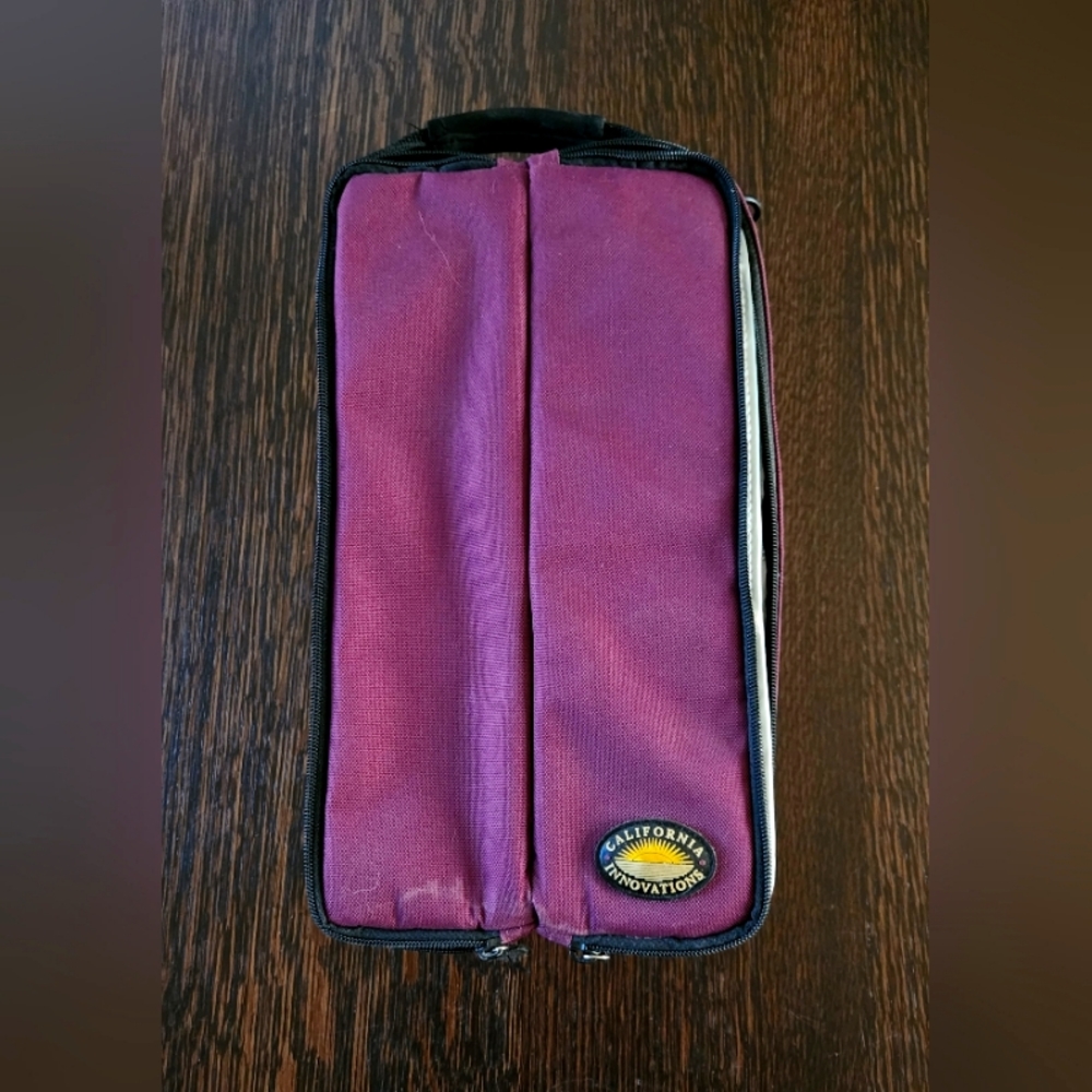 California Innovations Insulated Wine Tote with Corkscrew & Plastic Glasses $17